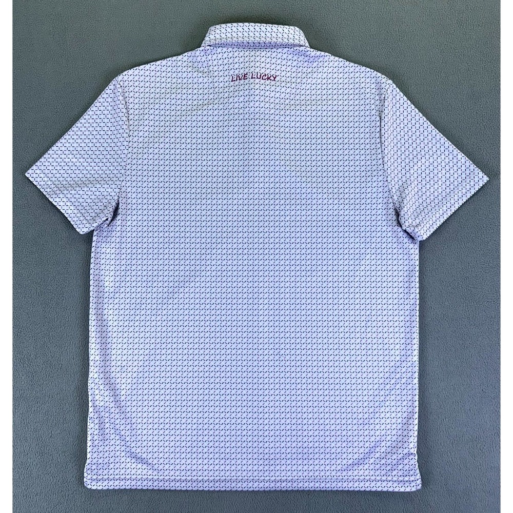 Black Clover Polo Shirt Mens Small Grey Geometric Live Lucky Performance Golf - Picture 3 of 6